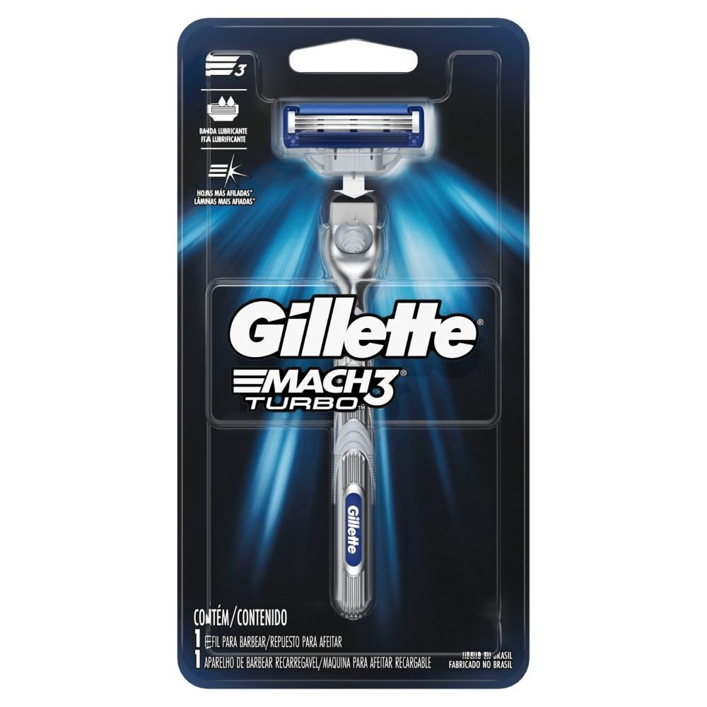 AFEITADO - GILLETTE MACH3 TURBO 1 UNIDAD MAQUINA AFEITAR RECARGABLE