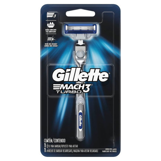 AFEITADO - GILLETTE MACH3 TURBO 1 UNIDAD MAQUINA AFEITAR RECARGABLE