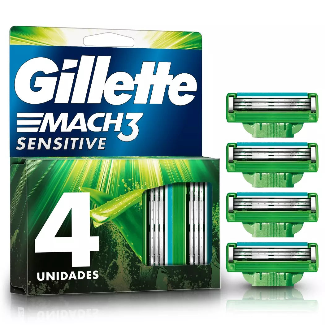 AFEITADO - REPUESTO GILLETTE MACH3 SENSITIVE X4 UNIDADES