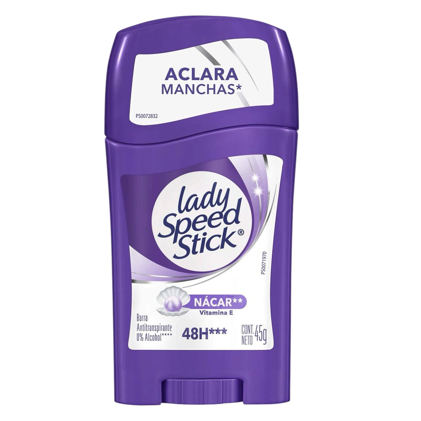 DESODORANTE MUJER LADY SPEED STICK BARRA ACLARA MANCHAS (NÁCAR) 45G  0% ALCOHOL 48HRS