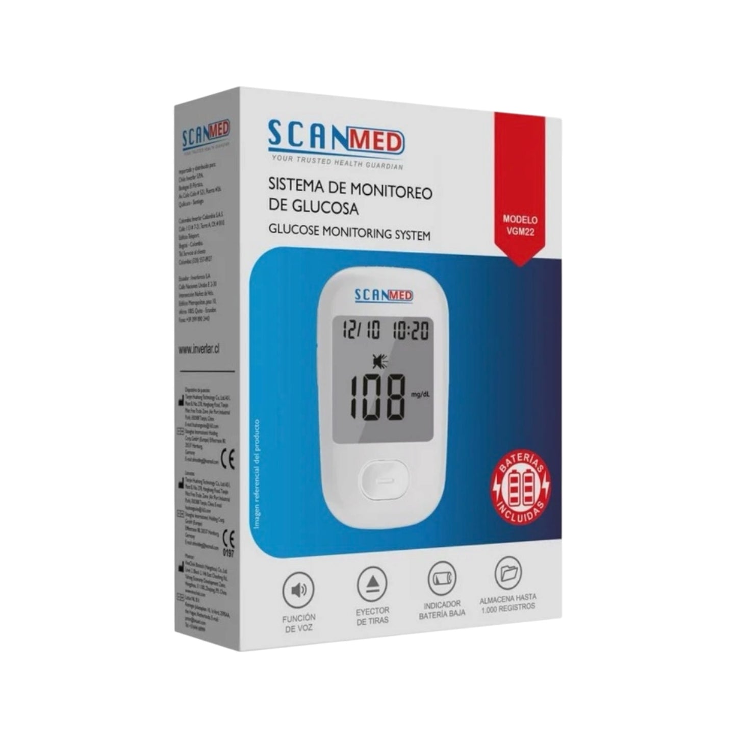 SCANMED VGM22 EQUIPO - SISTEMA DE MONITOREO DE GLUCOSA EN SANGRE