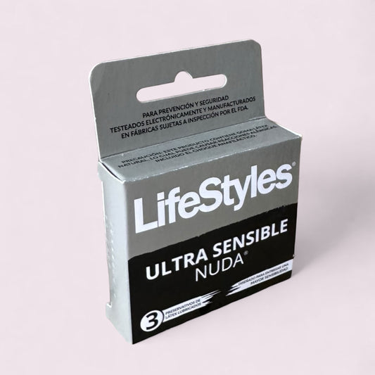 LIFESTYLES PRESERVATIVO NUDA ULTRA SENSIBLE x3