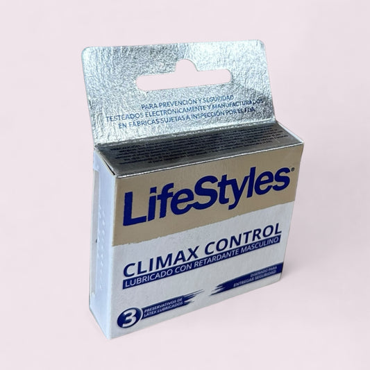 LIFESTYLES PRESERVATIVO CLIMAX CONTROL LUBRICADO CON RETARDANTE MASCULINO  x3