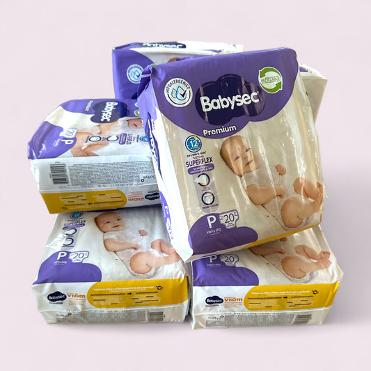 PAÑALES BABYSEC PREMIUM PACK X8 FLEXIPROTECT TALLA P X20 (160 UNIDADES)