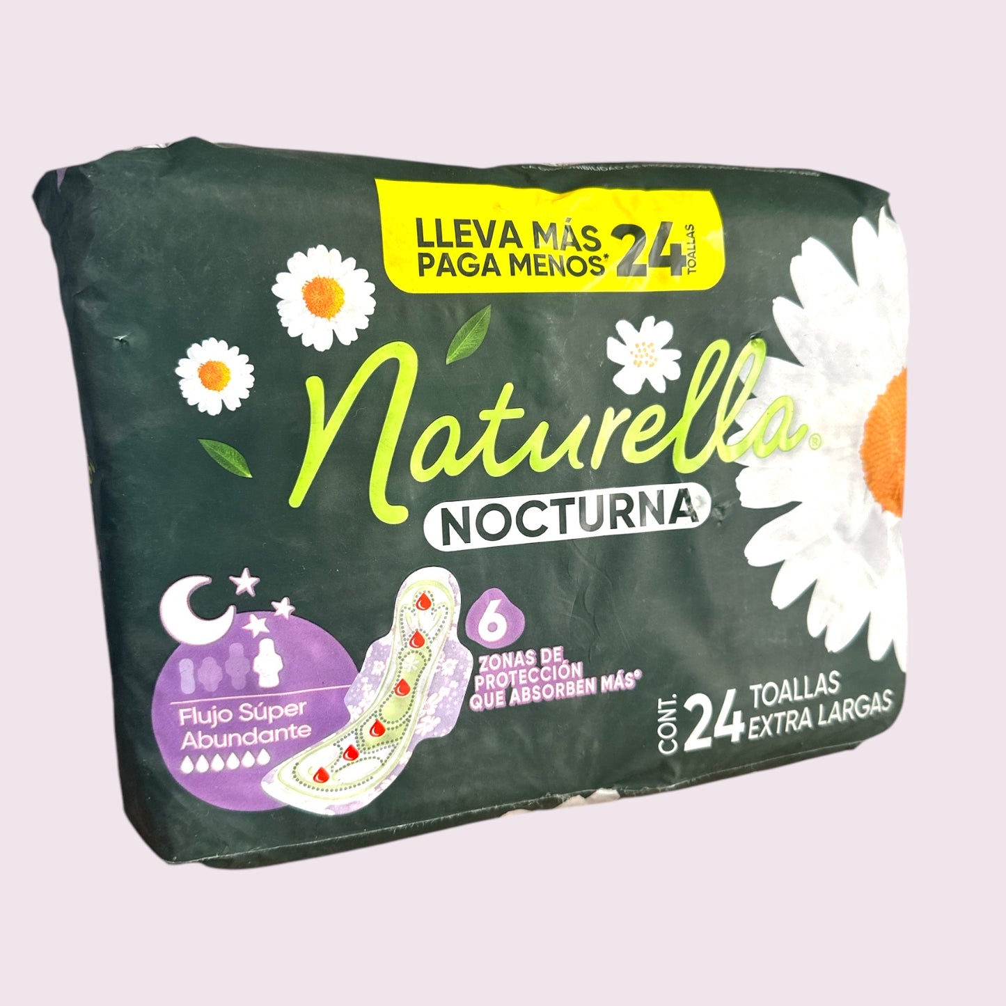 TOALLITAS HIGIENICAS NATURELLA NOCTURNA 24 UNIDADES FLUJO SUPER ABUNDANTE