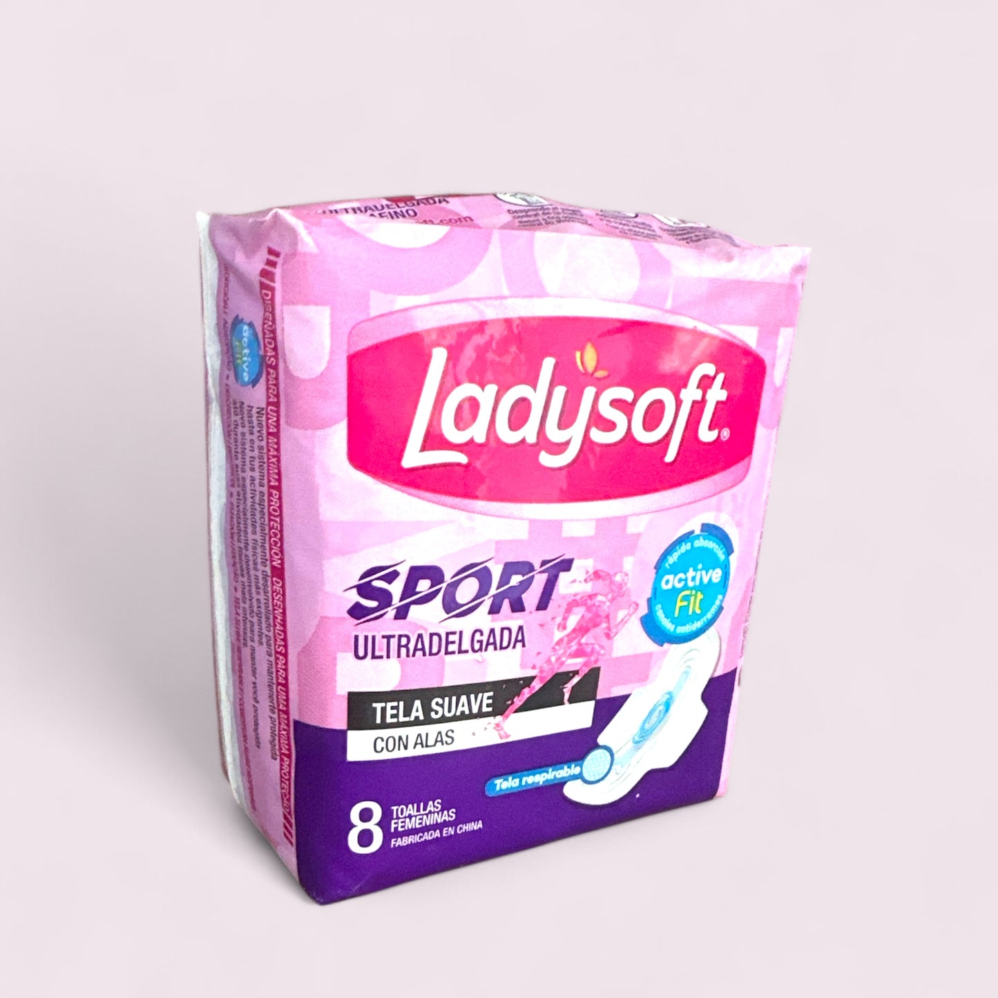 TOALLITAS LADYSOFT ULTRADELGADA SPORT TELA SUAVE CON ALAS 8 UNIDADES