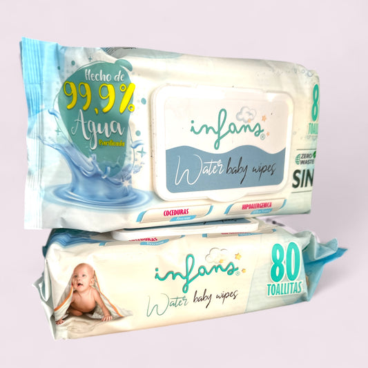 TOALLITAS HUMEDAS PACK INFANS BABY WATER WIPES X160 UNIDADES 99,9% AGUA