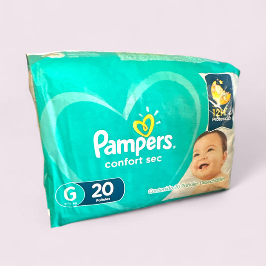 PAÑALES PAMPERS CONFORT SEC TALLA G  (20 UNIDADES)