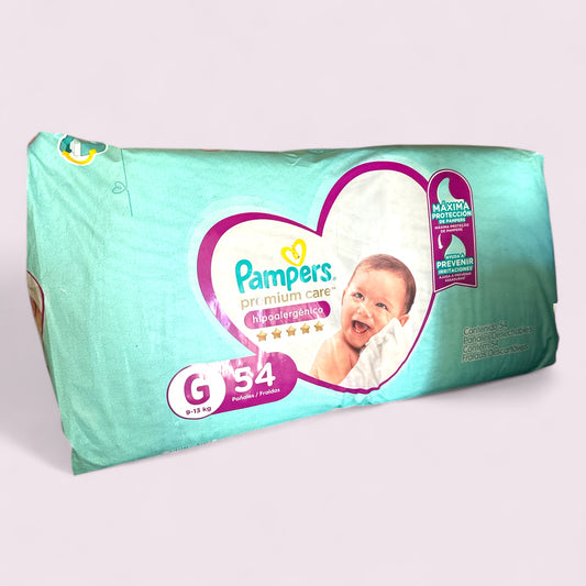 PAÑALES PAMPERS PREMIUM CARE TALLA G  (54 UNIDADES)