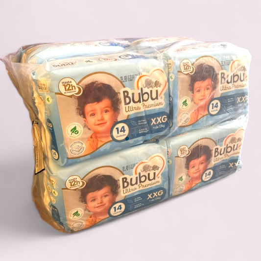 BUBU PAÑALES DESECHABLES PREMIUM TALLA XXG PACK X8 PAQ. (112 UNIDADES)