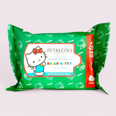 TOALLITAS DESMAQUILLANTES PETRIZZIO PEPINO BIODEGRADABLES X25  HELLO KITTY