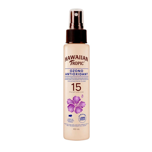 HAWAIIAN TROPIC FPS15 PROTECTOR SOLAR SPRAY OZONO ANTIOXIDANT MUY RESISTENTE AL AGUA 100ML