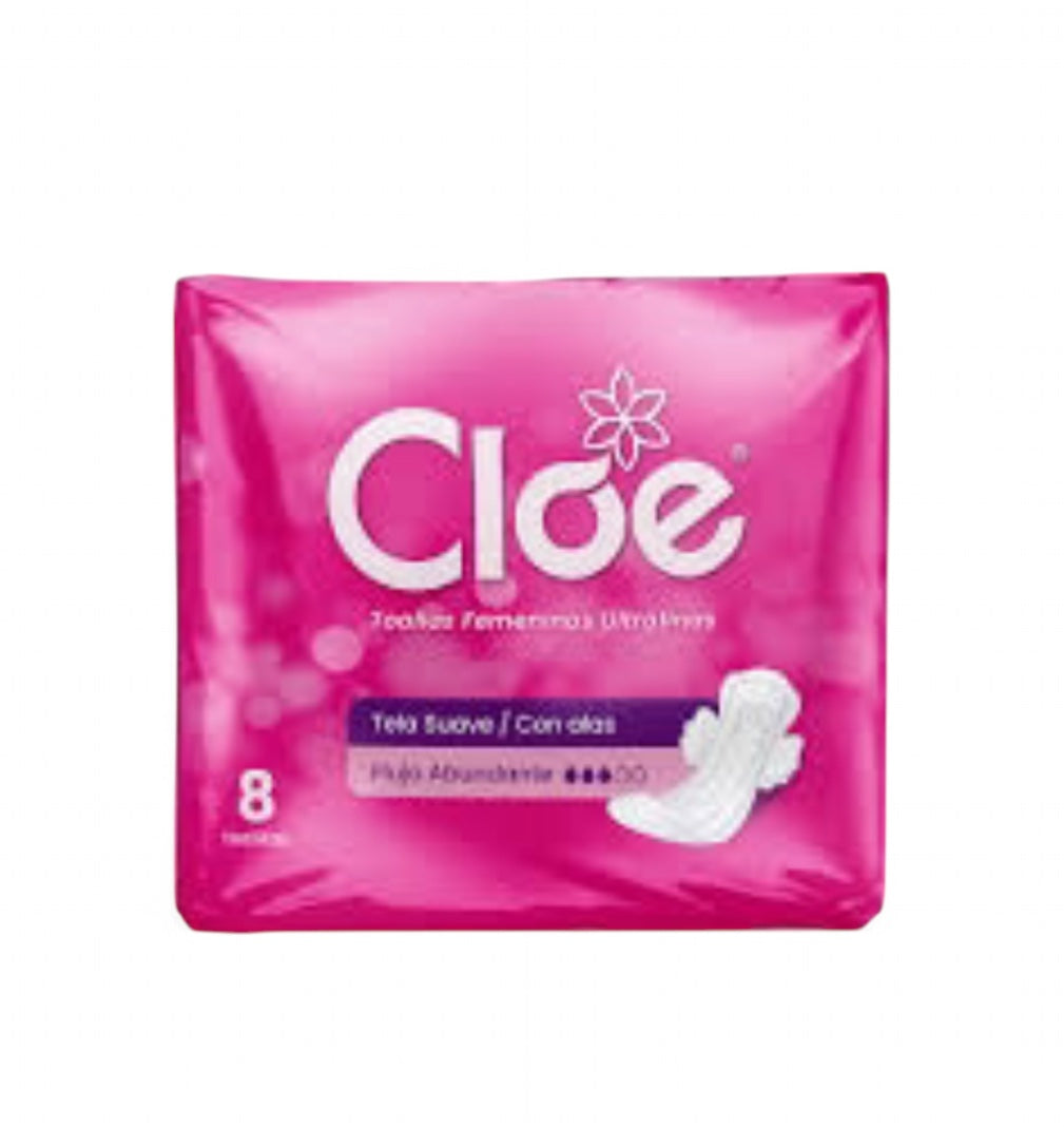 CLOE TOALLITAS HIGIENICAS DIURNAS ULTRAFINA TELA SUAVE, FLUJO ABUNDANTE CON ALAS