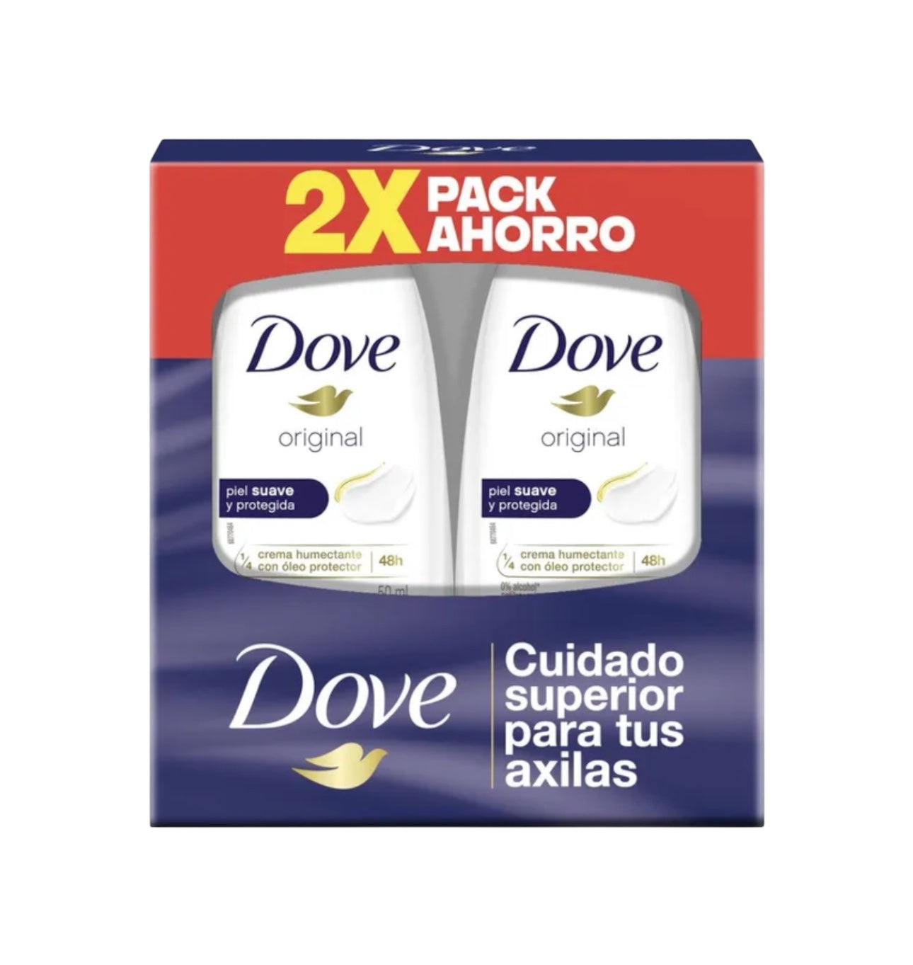 DESODORANTE UNISEX DOVE ORIGINAL ROLL-ON 50 ML PACK AHORRO (2 UNID)
