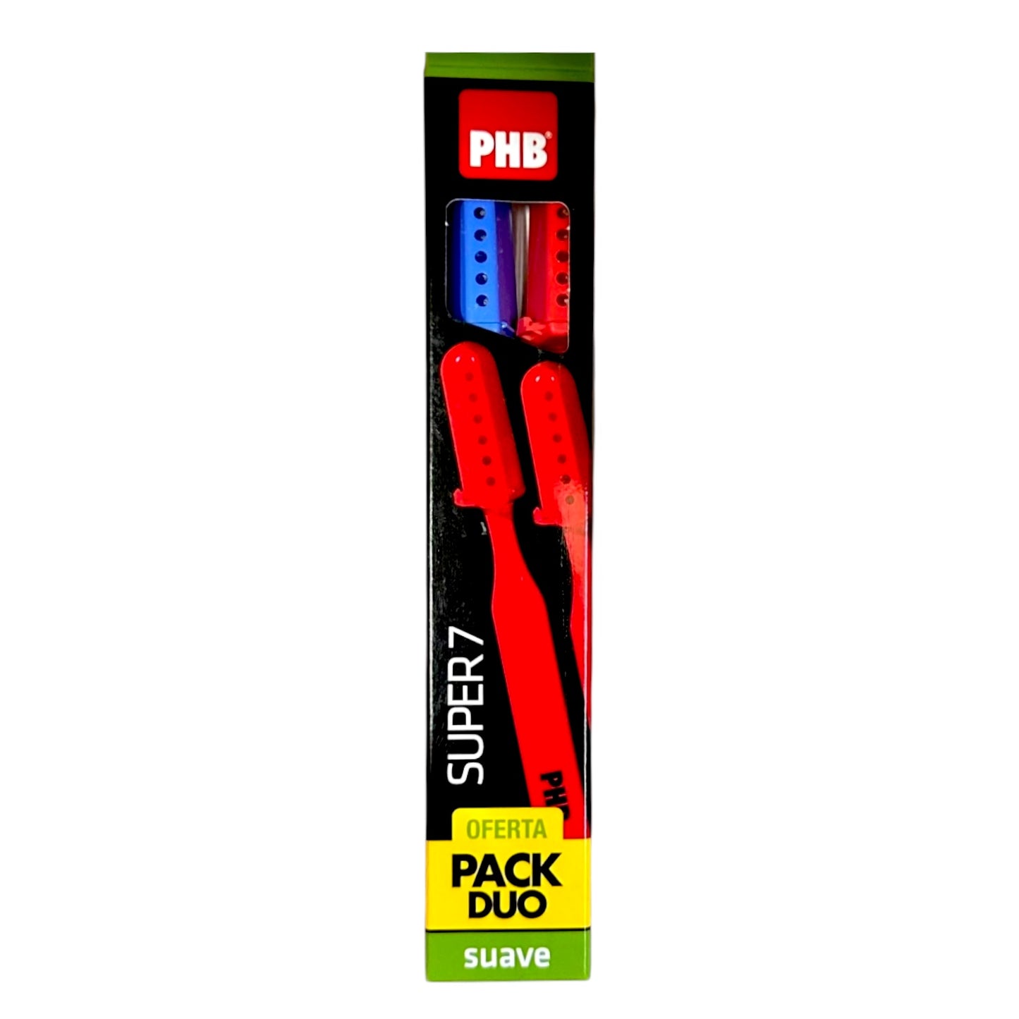 CEPILLO DENTAL PHB ADULTO  SUPER 7  SUAVE PACK DUO.X2 AZUL+ROJO