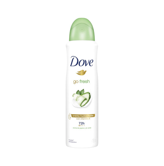 DESODORANTE MUJER DOVE GO FRESH SPRAY ANTITRANSPIRANTE PEPINO/TE VERDE 72H S/A.150ML