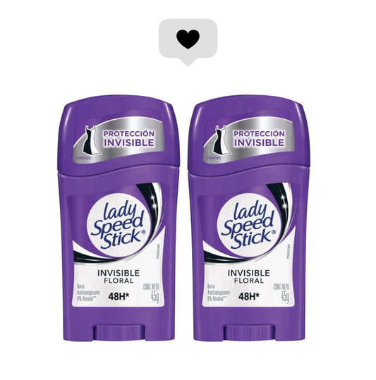 DESODORANTE MUJER PACK LADY SPEED STICK BARRA PROTECCION INVISIBLE FLORAL 48H X2 UNIDADES